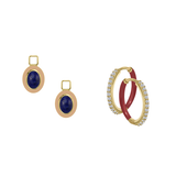 Mismatch Lapis Lazuli Oval Pair Charms With Hoops