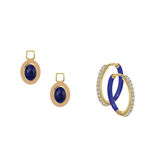 Mismatch Lapis Lazuli Oval Pair Charms With Hoops