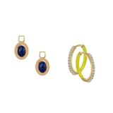 Mismatch Lapis Lazuli Oval Pair Charms With Hoops