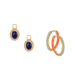 Mismatch Lapis Lazuli Oval Pair Charms With Hoops