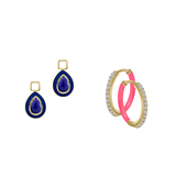 Lapis/September Charm with Mini Even Steven Hoop Earring Set