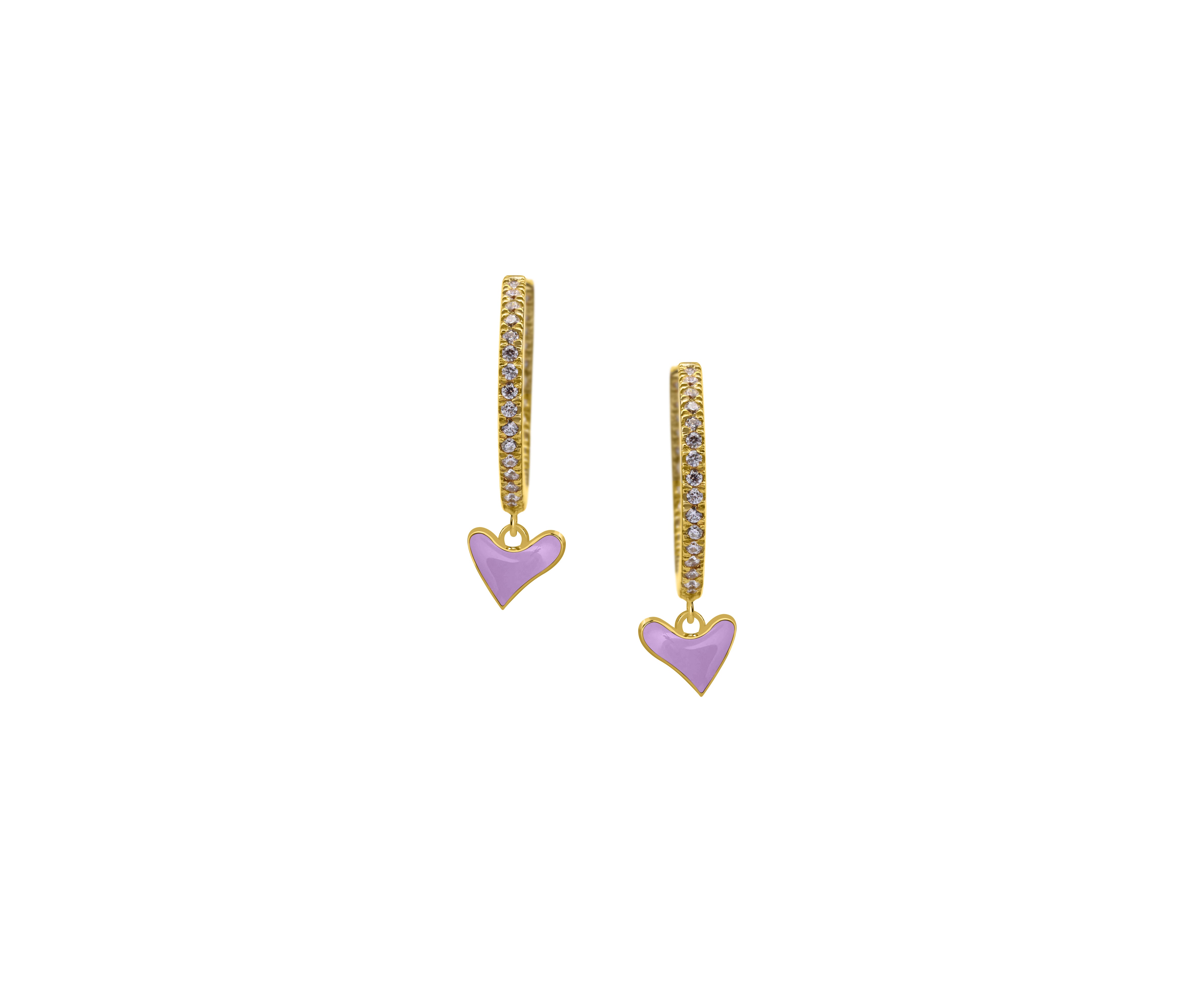 Inside Out Baby Gem Hoops With Heart