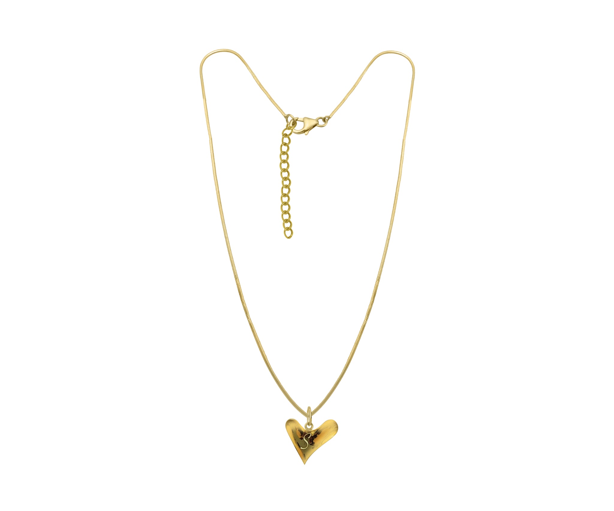 Reversible heart necklace with engraving
