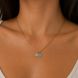 Small Link Chain with Moonstone & Blue Heart