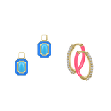 Reconstructed Turquoise/December Charm with Mini Even Steven Hoop Earring Set