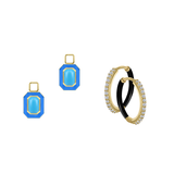 Reconstructed Turquoise/December Charm with Mini Even Steven Hoop Earring Set