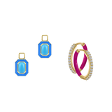 Reconstructed Turquoise/December Charm with Mini Even Steven Hoop Earring Set