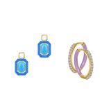 Reconstructed Turquoise/December Charm with Mini Even Steven Hoop Earring Set