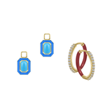 Reconstructed Turquoise/December Charm with Mini Even Steven Hoop Earring Set