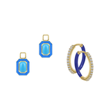 Reconstructed Turquoise/December Charm with Mini Even Steven Hoop Earring Set