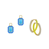 Reconstructed Turquoise/December Charm with Mini Even Steven Hoop Earring Set