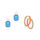 Reconstructed Turquoise/December Charm with Mini Even Steven Hoop Earring Set