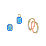Reconstructed Turquoise/December Charm with Mini Even Steven Hoop Earring Set