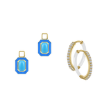 Reconstructed Turquoise/December Charm with Mini Even Steven Hoop Earring Set