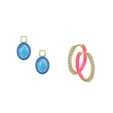 Reconstructed Turquoise/December Charm with Mini Even Steven Hoop Earring Set