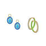 Reconstructed Turquoise/December Charm with Mini Even Steven Hoop Earring Set
