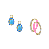 Reconstructed Turquoise/December Charm with Mini Even Steven Hoop Earring Set