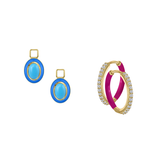 Reconstructed Turquoise/December Charm with Mini Even Steven Hoop Earring Set