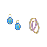 Reconstructed Turquoise/December Charm with Mini Even Steven Hoop Earring Set