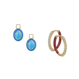 Reconstructed Turquoise/December Charm with Mini Even Steven Hoop Earring Set