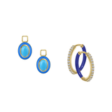Reconstructed Turquoise/December Charm with Mini Even Steven Hoop Earring Set