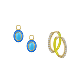 Reconstructed Turquoise/December Charm with Mini Even Steven Hoop Earring Set
