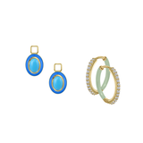 Reconstructed Turquoise/December Charm with Mini Even Steven Hoop Earring Set