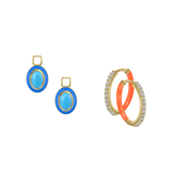 Reconstructed Turquoise/December Charm with Mini Even Steven Hoop Earring Set