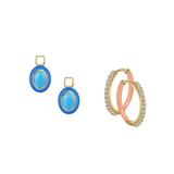Reconstructed Turquoise/December Charm with Mini Even Steven Hoop Earring Set