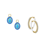 Reconstructed Turquoise/December Charm with Mini Even Steven Hoop Earring Set
