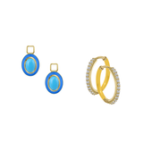 Reconstructed Turquoise/December Charm with Mini Even Steven Hoop Earring Set