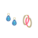 Reconstructed Turquoise/December Charm with Mini Even Steven Hoop Earring Set