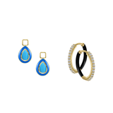 Reconstructed Turquoise/December Charm with Mini Even Steven Hoop Earring Set