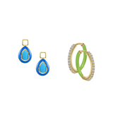 Reconstructed Turquoise/December Charm with Mini Even Steven Hoop Earring Set