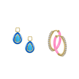 Reconstructed Turquoise/December Charm with Mini Even Steven Hoop Earring Set