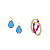 Reconstructed Turquoise/December Charm with Mini Even Steven Hoop Earring Set