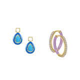 Reconstructed Turquoise/December Charm with Mini Even Steven Hoop Earring Set