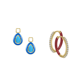 Reconstructed Turquoise/December Charm with Mini Even Steven Hoop Earring Set