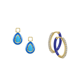 Reconstructed Turquoise/December Charm with Mini Even Steven Hoop Earring Set