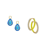 Reconstructed Turquoise/December Charm with Mini Even Steven Hoop Earring Set
