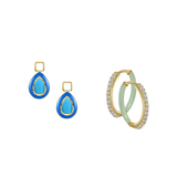 Reconstructed Turquoise/December Charm with Mini Even Steven Hoop Earring Set