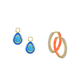Reconstructed Turquoise/December Charm with Mini Even Steven Hoop Earring Set
