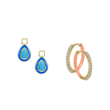 Reconstructed Turquoise/December Charm with Mini Even Steven Hoop Earring Set