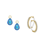Reconstructed Turquoise/December Charm with Mini Even Steven Hoop Earring Set