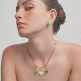 Halo heart charm with Malachite