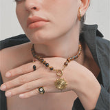 Soleil Charm Necklace (Tigers Eye)