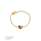 Double Heart Bracelet With Pink Stone