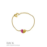 Double Heart Bracelet With Pink Stone