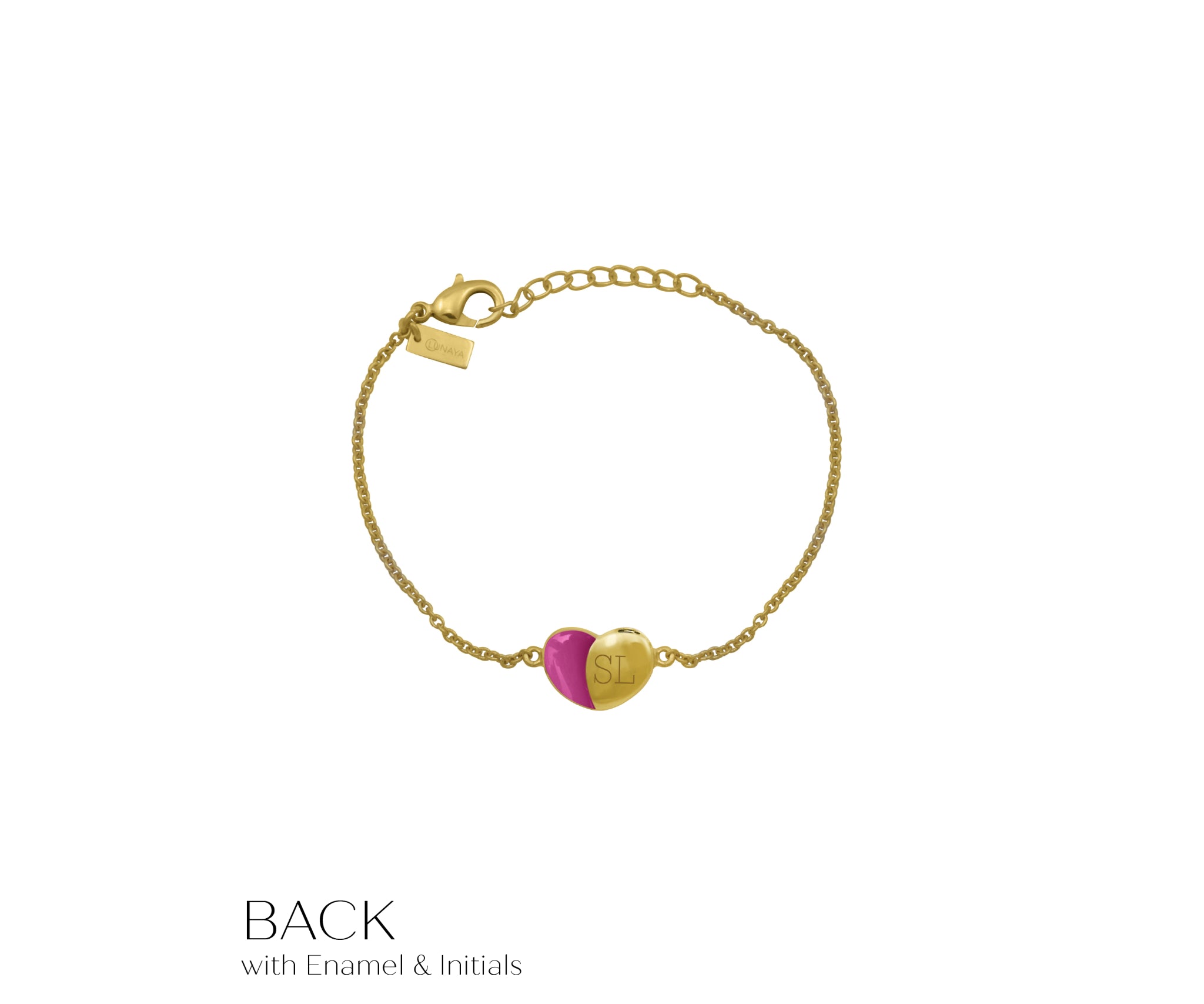 Double Heart Bracelet With Pink Stone