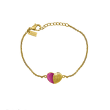 Double Heart Bracelet With Pink Stone